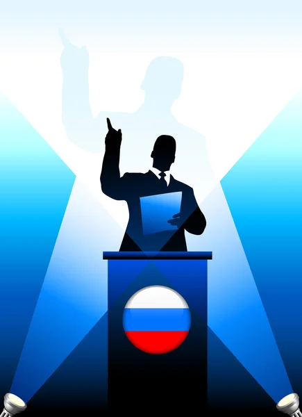 Russia Leader Giving Speech on Stage — Stock Vector