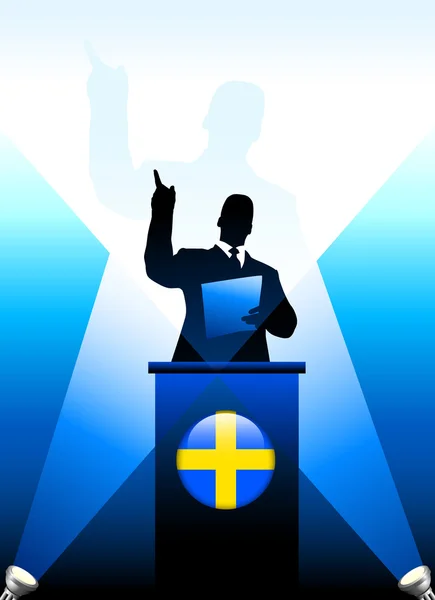 ステージ上のスピーチを与えるスウェーデン リーダー — ストックベクタ