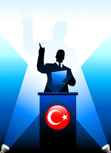 Turkey Leader Giving Speech on Stage — Stock Vector