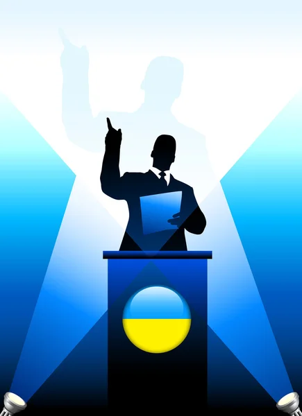 Ukrayna lideri sahnede konuşma — Stok Vektör