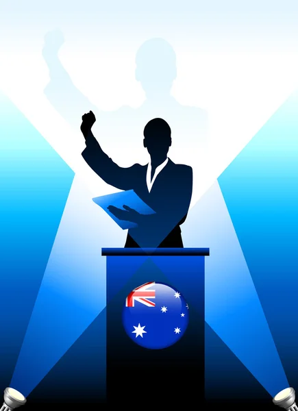 Austrálie vůdce dávat řeč na jevišti — Stockový vektor