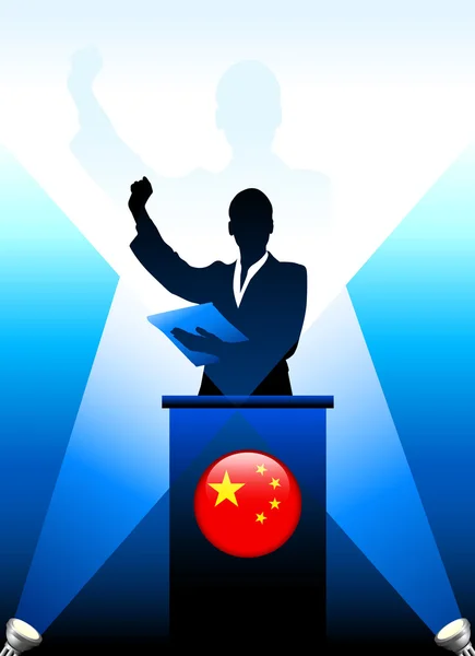 China líder dando discurso no palco — Vetor de Stock