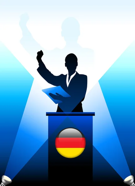 Le leader allemand prononce un discours sur scène — Image vectorielle