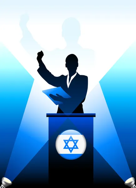 Israël leider houdt toespraak op het podium — Stockvector