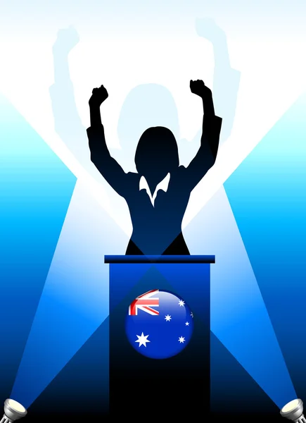 Australia Leader Giving Speech on Stage — Stock Vector