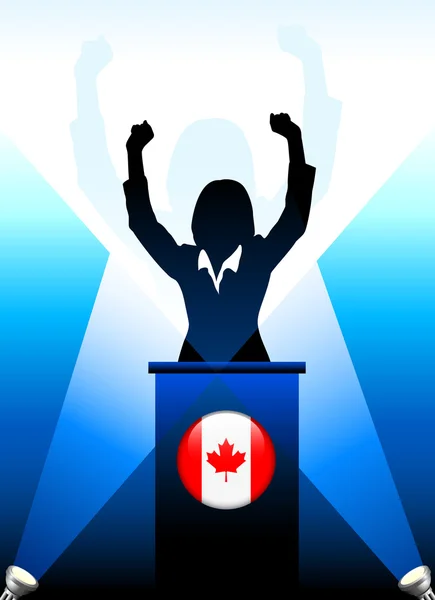 Canada Leader Giving Speech on Stage — Stock Vector