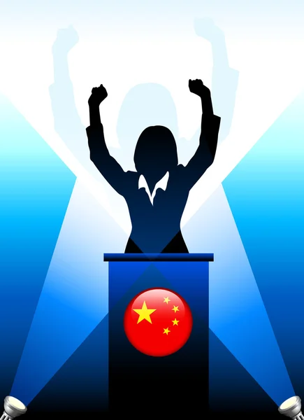 Čína vůdce dávat řeč na jevišti — Stockový vektor