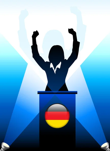 Germany Leader Giving Speech on Stage — Stock Vector