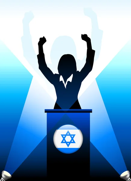 Pemimpin Israel memberikan pidato di atas panggung - Stok Vektor