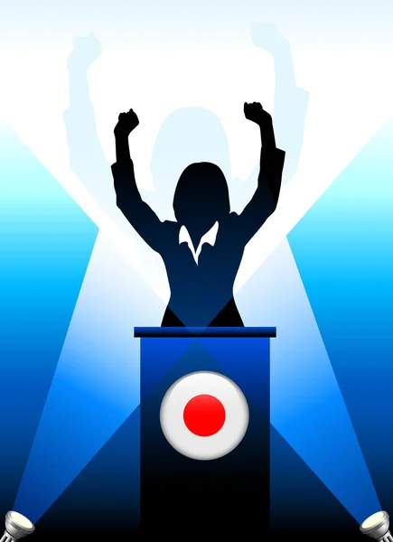 Japan Leader Giving Speech on Stage — Stock Vector