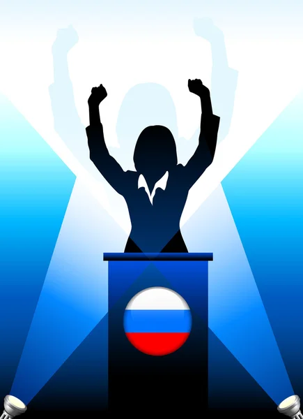 Russia Leader Giving Speech on Stage — Stock Vector