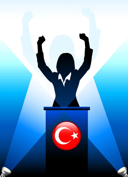 Τουρκία ηγέτης, δίνοντας την ομιλία στη σκηνή — Διανυσματικό Αρχείο
