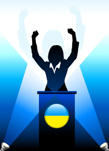 Ukraine Leader Giving Speech on Stage — Stock Vector