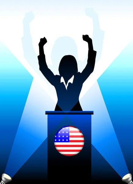 Líder dos Estados Unidos faz discurso no palco —  Vetores de Stock