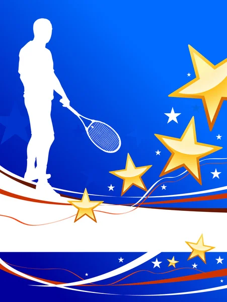 Giocatore di tennis su sfondo astratto patriottico — Vettoriale Stock