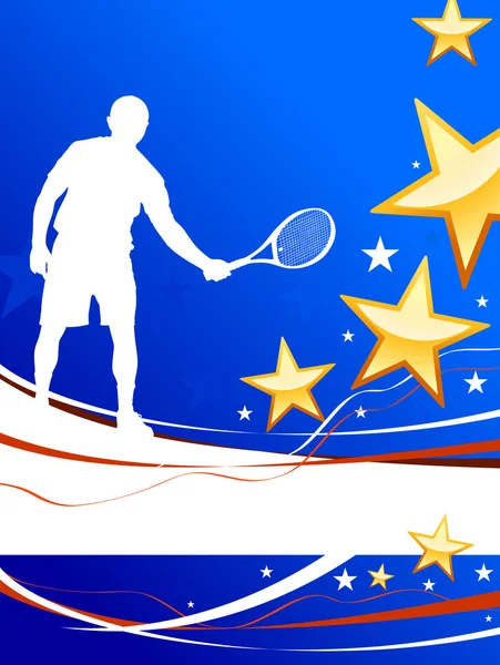抽象的な背景が愛国心が強い上のテニス選手 — ストックベクタ