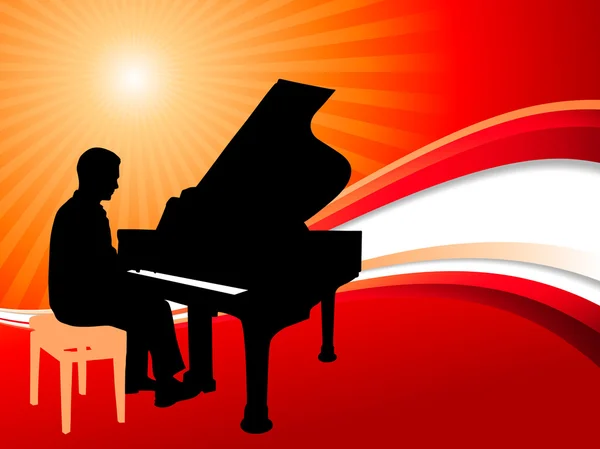 Klavierspieler auf abstraktem Sommerhintergrund — Stockvektor