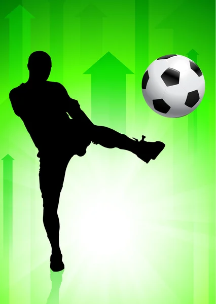 Fútbol (jugador de fútbol) en fondo de flecha verde — Archivo Imágenes Vectoriales