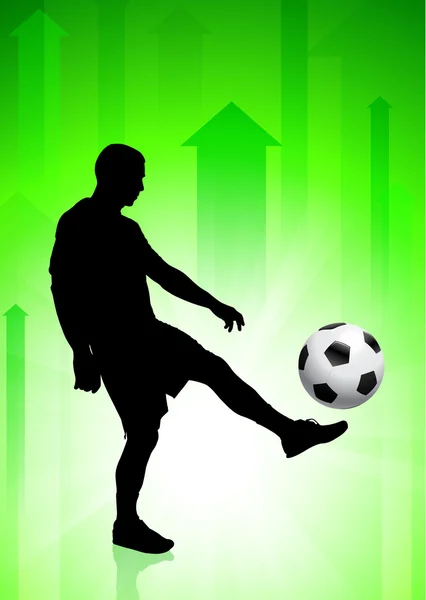 Soccer(Football Player) on Green Arrow Background — Stock Vector