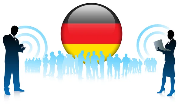 Ecnomic Team with Germany Internet Button — Stock Vector