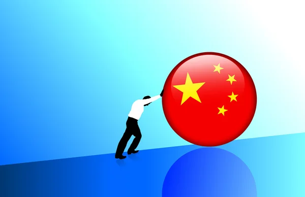 Biznesmen z Chińskiej flagi internet przycisk — Wektor stockowy