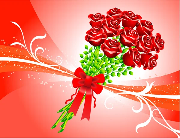 Roses sur fond rouge — Image vectorielle