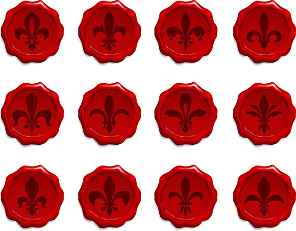 Ensemble de sceaux de cire Fleur De Lis — Image vectorielle