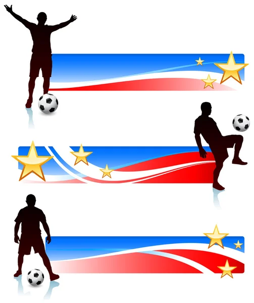 Soccer Players with Patriotic Banners — Stock Vector