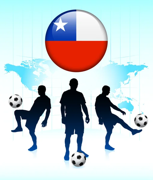 Ícone de bandeira do Chile no botão Internet com equipe de futebol — Vetor de Stock