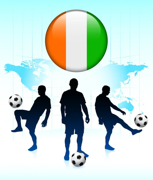 Ivory Coast Flag Icon on Internet Button with Soccer Team — Stock Vector