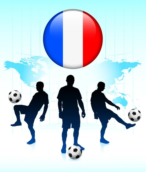 Icône de drapeau de la France sur le bouton Internet avec l'équipe de football — Image vectorielle