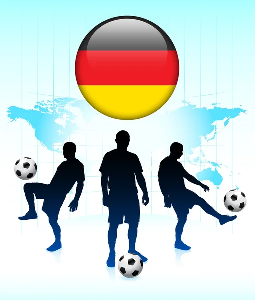 Deutschland-Flagge auf Internet-Schaltfläche mit Fußballmannschaft — Stockvektor