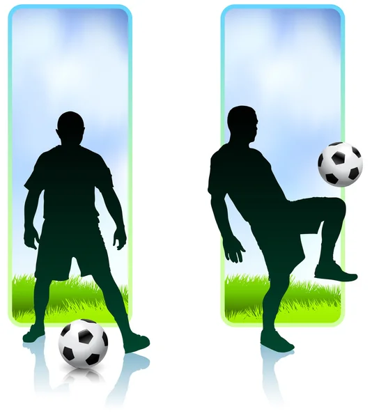 Fotbollspelare med naturen banners — Stock vektor