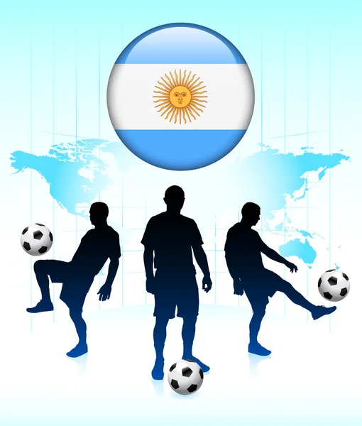 Argentina Flag Icon on Internet Button with Soccer Team — Stock Vector