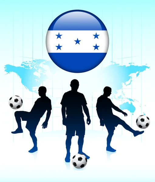 Icono de Bandera de Honduras en Botón de Internet con Equipo de Fútbol — Vector de stock