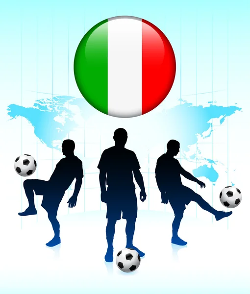 Italy Flag Icon on Internet Button with Soccer Team — Stock Vector