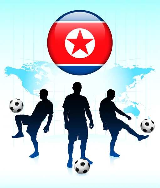 Bandera de Corea icono en el botón de Internet con el equipo de fútbol — Archivo Imágenes Vectoriales
