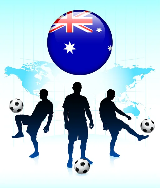 Australia Icona Bandiera su Internet Pulsante con squadra di calcio — Vettoriale Stock