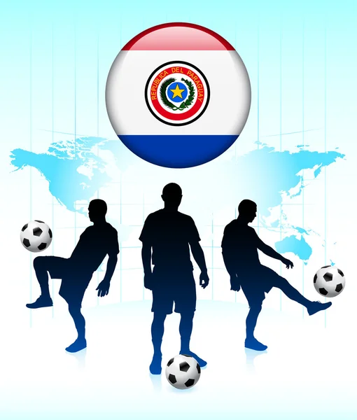 Paraguay Flag Icon on Internet Button with Soccer Team — Stock Vector