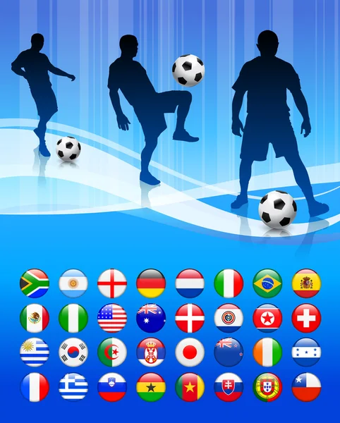 Equipe de futebol em fundo azul abstrato — Vetor de Stock