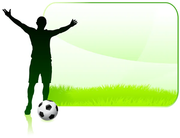Joueur de football avec cadre nature — Image vectorielle