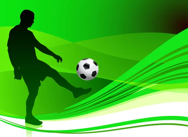 Jogador de futebol no fundo verde abstrato — Vetor de Stock