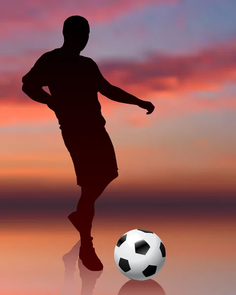 Ποδοσφαιριστής σε φόντο βράδυ — Διανυσματικό Αρχείο