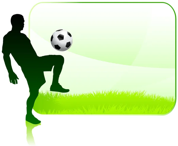 Joueur de football avec cadre nature — Image vectorielle