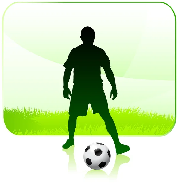 Soccer Player with Nature Frame — Stock Vector