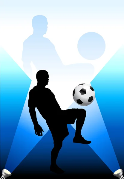 Giocatore di calcio sotto le luci brillanti — Vettoriale Stock