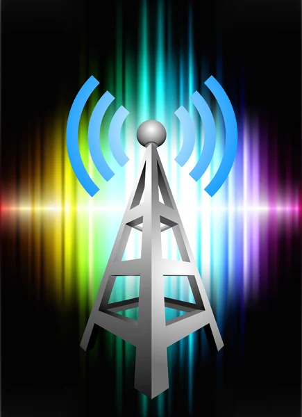 Radio Tower on Abstract Spectrum Background — Stock Vector