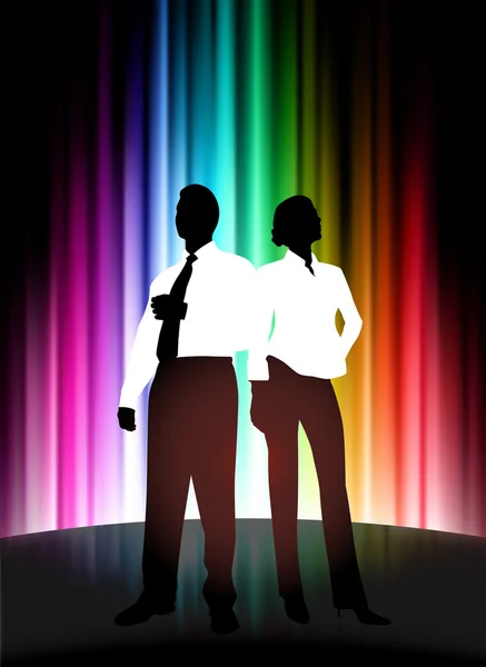 Couple d'affaires sur fond de spectre abstrait — Image vectorielle