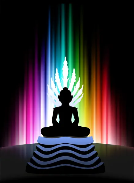 Buddha på abstrakt spektrum bakgrund — Stock vektor