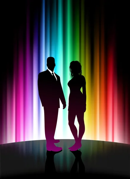 Сексуальна молода пара на фоні абстрактного спектру — стоковий вектор